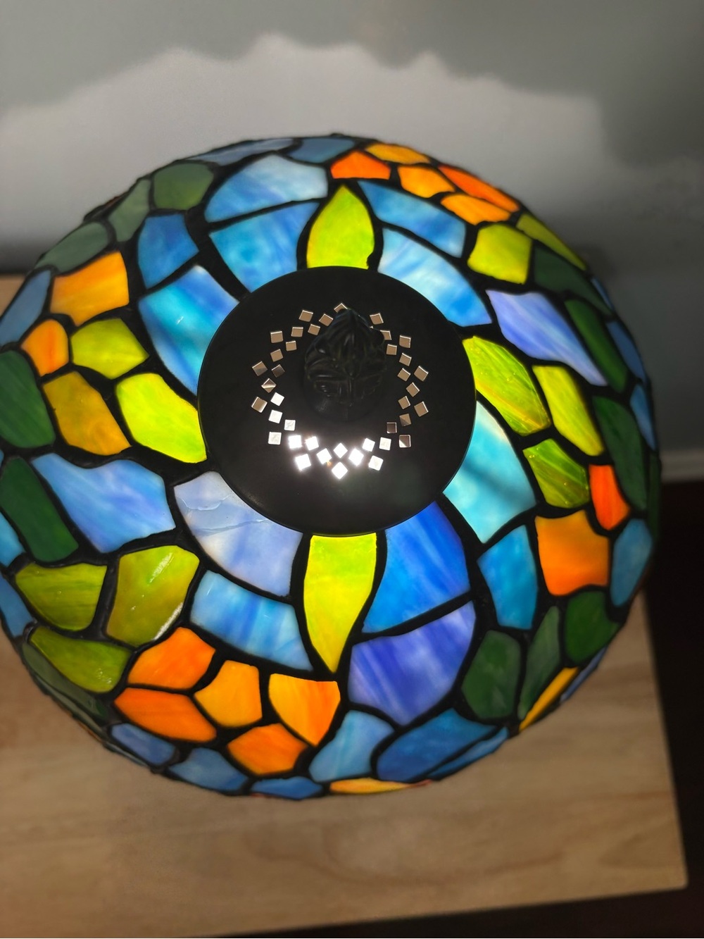 Stained Table Lamp - Multicolor Tiffany-Style Home Art (Not glass) - Picture 6 of 14